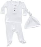 Stroller Society Newborn Baby Take Home Outfit and Hat Set, Cozy Gender Neutral Baby Clothes, Comfy Newborn Outfit for Boys and Girls, Stylish Newborn Clothes, 0 to 3 months old, White