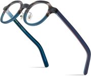 HEPIDEM Multicolor Acetate Glasses Frame Women Vintage Round Eyeglasses Men Optical Spectacles 9270, 9368 Blue