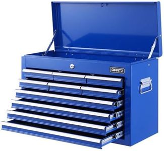 Giantz 10 Drawers Tool Box Chest, Lockable Toolbox Tools Storage Cabinet Garage Ute Organiser Boxes, 75kg Capacity Metal Steel with Non-Slip Liners Sturdy Handles Blue