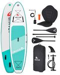 Abahub Stand UP Paddleboard, 10'6"" x 31"" x 6"" iSUP, Green Inflatable SUP with Adjustable SUP Kayak Paddle, Kayak Seat, for Paddle Boarding, Kayaking, Surf, Yoga Fishing