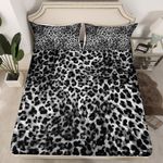Feelyou Kids Black Leopard Print Bedding Set Twin Size, Safari Fitted Sheet Cheetah Bedding Set Boys Girls Teens Bedroom Decor Bed Set 2Pcs (No TOP Sheet)
