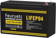 Feuruetc 12V 7Ah Lithium LiFePO4 Battery - Direct Replacement for 6FM7 SLA Battery, 2000+ Cycles, Lightweight, Built-in BMS, Ideal for Solar Systems, Ride-on Toys, and Home Alarms