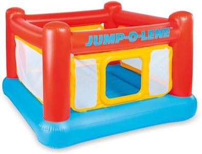 Intex Inflatable Jump-O-Lene Indoor or Outdoor Playhouse Trampoline Bounce Castle House with Crawl-Thru Door and Net for Kids Ages 3-6