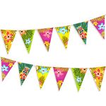 FEPITO 2 Pack Hawaiian Bunting Banners Totally 6 Meters Luau Tropical Party Bunting