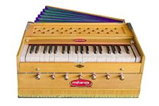 Harmonium, Maharaja Musicals, In USA, 3 1/4 Octave, Double Reed, Coupler, Natural Color, 7 Stops, Standard, Book, Padded Bag, Tuned to A440, Musical Instrument Indian (PDI-126)