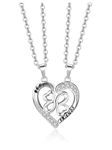 Jovivi Best Friend Heart Necklace for Women Friendship BBF Gifts Silver Matching Butterfly Shiny Crystal Love Heart Pendant Jewellery Set Present for Ladies Girls Christmas Birthday