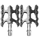 BESPORTBLE Lightweight Mountain Bike Pedals Aluminum Bearing Bicycle Pedals Road Bike Pedals (Black)