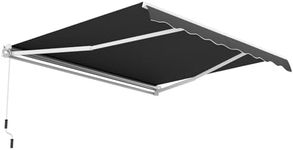 TANGZON 3.6 x 3 m Retractable Manual Awning, Aluminum Sun Shade Shelter with Crank Handle, Anti-UV Outdoor Telescopic Canopy for Patio Balcony Cafe (Grey)