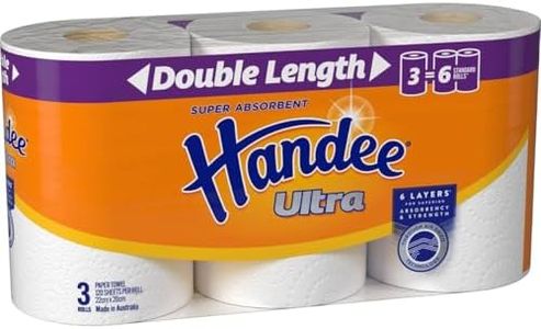 Handee Towel Ultra Double Length 2-Ply Paper Towel Roll, White (Pack of 3)