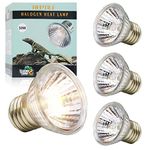 LUCKY HERP Reptile Heat Lamp Bulb 50W 4Pack, UVA UVB Basking Lamp Bulb for Tortoise, E27 Halogen Heat Light for Turtle, Lizard, Bearded Dragon