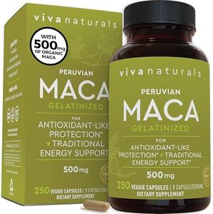 Peruvian Maca Root Supplement for Women & Men, 500mg - Traditionally Used to Support Sexual Well-Being, Stamina & Endurance - 250 Yellow Maca Root Powder Capsules