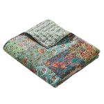 Greenland Home Jasmin Boho Style Reversible Throw Quilt, 50x60 inches, Jade