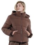 PUFFIT Women Puffer Jacket Hood Winter Water Repellent Wind-resistant Ladies Classic Quilted Padded Coat Big Pocket