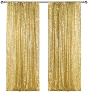 Sugargirl Gold Sequin Backdrop Curtain 2 Panels 2FTx8FT Glitter Gold Background Drapes Sparkle Photography Backdrop for Party Wedding Birthday Wall Decoration