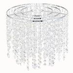 Sparkling Iridescent Acrylic Beaded Hanging Chandelier, 3 Tiers Beads Pendant Shade, Ceiling Chandelier Lampshade with Acrylic Jewel Droplets,12 inches Diameter