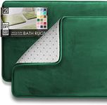 Clara Clark Bathroom Rugs, Ultra Soft Plush Bath Mat for Bathroom, Non-Slip, Velvet Memory Foam Set of 2 Bath Rugs, 17 x 24, Solid Hunter Green