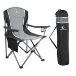 LET'S CAMP Camping Chair Foldable Fishing Chair, Heavy Duty Steel Frame Outdoor Chair with Cup Holder and Carrying Bag XL size up to 160kg