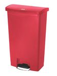 Rubbermaid Commercial Products Slim Jim Step-on Resin Front Step Waste Receptacle Bin 68 Litre Red 1883568