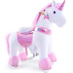 PonyCycle Mechanical Ride On Unicorn Hobby Horse Toy with Wheels Classic Model U Plush Walking Animal Rideable Unicorn for Toddlers Ages 3-4 Indoor Outdoor Riding unicorn Toy Pink Ux302