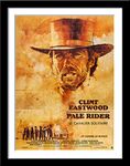 Tallenge - Clint Eastwood - Hollywood Classic Western Movie Vintage Poster - Pale Rider - Small Framed Poster(Paper,12x17 inches, Multicolour)