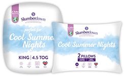 Slumberdown Cool Summer Nights King Size Duvet - 4.5 Tog Lightweight Cooler Quilt for Night Sweats, 2 Firm Support Pillows - Soft Touch Cover, Hypoallergenic, Machine Washable, Size (225cm x 220cm)