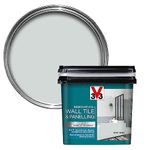 V33 Renovation Wall Tile & Panelling Paint - No Undercoat Needed - for High Moisture Surfaces - Resistant to Temperature Variations - Soft Grey Satin 750ml