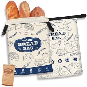 woric Bread Bags, 2 Packs Reusable Bread Bags Zipper Bread Bags for Homemade Bread Sourdough Bread Bags Bread Storage Bag Fresh Keeping Large Bread Bags (16.5" X12.5")