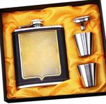 Shot Flask 7oz - Stainless Steel Funnel and Shot Glasses Flask Set(Classic Shield) - Hip Flask for Whiskey and Spirits, Used for Camping Climbing Hiking Picnic