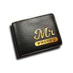 Little Cubess Men's Faux Leather Personalized Wallet Gift for Men/Gift for Love/Gift for Husband (Black)