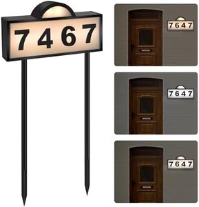 Solar House Numbers for Outside, Aqonsie Solar Powered Address Sign, Waterproof Outside 3000K Warm LED & 4500K & 6000K White Illuminated Plaques with 3 Lighting Modes House/Home