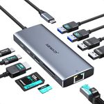 USB C Hub 10 in 1 USB C Adapter for MacBook Pro Air, 4K HDMI, USB C Data Port,2USB 3.0 Port, 100W PD,Gigabit Ethernet,2USB 2.0 Port,SD/TF Card Reader for Dell XPS, Lenovo Thinkpad, HP Laptops and More