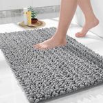 Yimobra Luxury Shaggy Bath Mat, Soft and Cozy, Super Absorbent Water, Non-Slip, Machine-Washable, Thick Modern for Bathroom Bedroom (24 x 17 Inch, Gray)