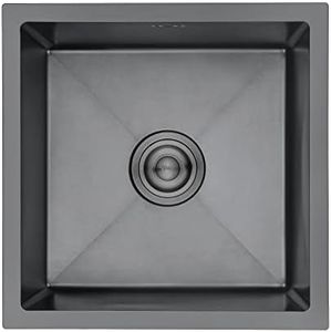 Ibergrif M84040B Lavello Cucina 40 x 40 cm, Lavello sottopiano con filtro di scarico, Acciaio inossidabile