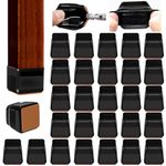 32PCS Square Silicone Chair Leg Floor Protectors, Floor Protectors for Chairs, Felt Furniture Pads for Hardwood Floors, Chair Leg Protectors for Hardwood Floors, Anti Scratch Anti Noise - Black Small