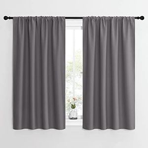 NICETOWN Grey Window Curtains for Bedroom - Home Decoration Thermal Insulated Rod Pocket Blackout Blinds & Drapes for Small Windows (Gray, 2 Panels, W42 x L54 -Inch)