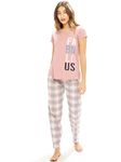 LOTIK Women's Cotton Pink Chax Fabulos Printed Pajama Set - Top & Payjama Nightsuit Set 635-Medium