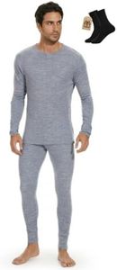 MERINNOVATION Merino Wool Base Layer Set for Men 100% Merino Wool Thermal Underwear Long Sleeve and Bottom
