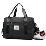 Sports Gym Bag, Bestcool Travel Duffel Bag Weekend Overnight Bag Dry Wet Seperated Foldable Holdall Bag with Detachable Shoulder Strap Shoes Compartment for Gym Sports Travel Men Women