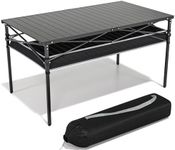 RELAX FIELD Folding Camping Table with Storage and Aluminum Roll-up Top, Picnic Table Foldable with Carrying Bag for Camping, Garden, Beach, BBQ, up to 100KG