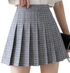 scicent Skater Skirt Basic Versatile Stretchy Flared Casual Tartan Mini Skirt for Women Stretchy Flared Casual Skater for Summer Spring Autumn Winter Gray L UK 6 8