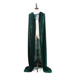 Halloween Costumes Women Men Cosplay Long Cape Cloak Fancy Dress for Role Play (Dark Green, 150cm / 59")