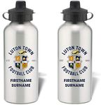 Luton Town FC Personalised Club Crest Sports Water Bottle fans - 600ml Silver Aluminium Bottle