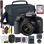 Canon EOS 800D / Rebel T7i DSLR Camera with 18-55mm Lens + Creative Filter Set, EOS Camera Bag + Sandisk Ultra 64GB Card + 6AVE Electronics Cleaning Set, and More (International Model) (Reed) Black