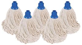 Abbey No.16 Socket Cotton Mop heads Replacement Pack of 5 – Super Absorbent String Mop Universal Screw On Socket - Floor Cleaning Heavy Duty mop head (Blue)