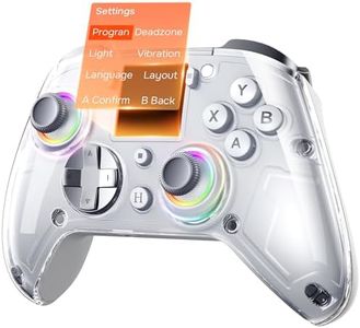 GUSGU G7 Wireless Gaming Controller with Interactive Screen, 1000Hz Polling Rate, Hall Joysticks & Triggers, 4 Programmable Buttons, Compatible with PC, Switch, PS4, iOS, Android, Gray