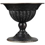 Happyyami Urn Plant Pot Classic Garden Urn Planter for Outdoor Plants Decorative Black Urn Planter Vintage Style Flower Pot for Home Garden Front Porch Door Deck Balcony Tabletop Decoration