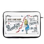 Alice in Wonderland Have I Gone Mad Birthday Gift Secret Santa Bonkers Hearts Laptop Sleeve, Laptop Organiser, Laptop Case Office use. (15")