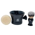 G.B.S Men's Wet Shaving Black Set - Pack of 3 Piece- Synthetic Hair Shaving Brush, Ceramic Mug, and 97% All Natural Shaving Soap Compliments for any Shaving Razor