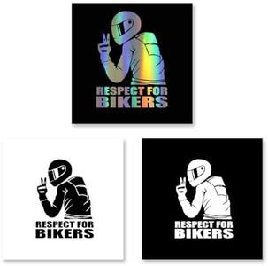 TNSRAY Pegatina para Coche y Moto, 3 Pieza Unidades Respeto para Motociclistas, Respect For Bikers Pegatina Divertida para Auto y Ventanas, Decoración Adhesiva Animada para Coche