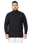 Kvetoo Plus Size Men High Neck Zipper Full Sleeve Woolen Winter Sweater Color Black Size 2XL